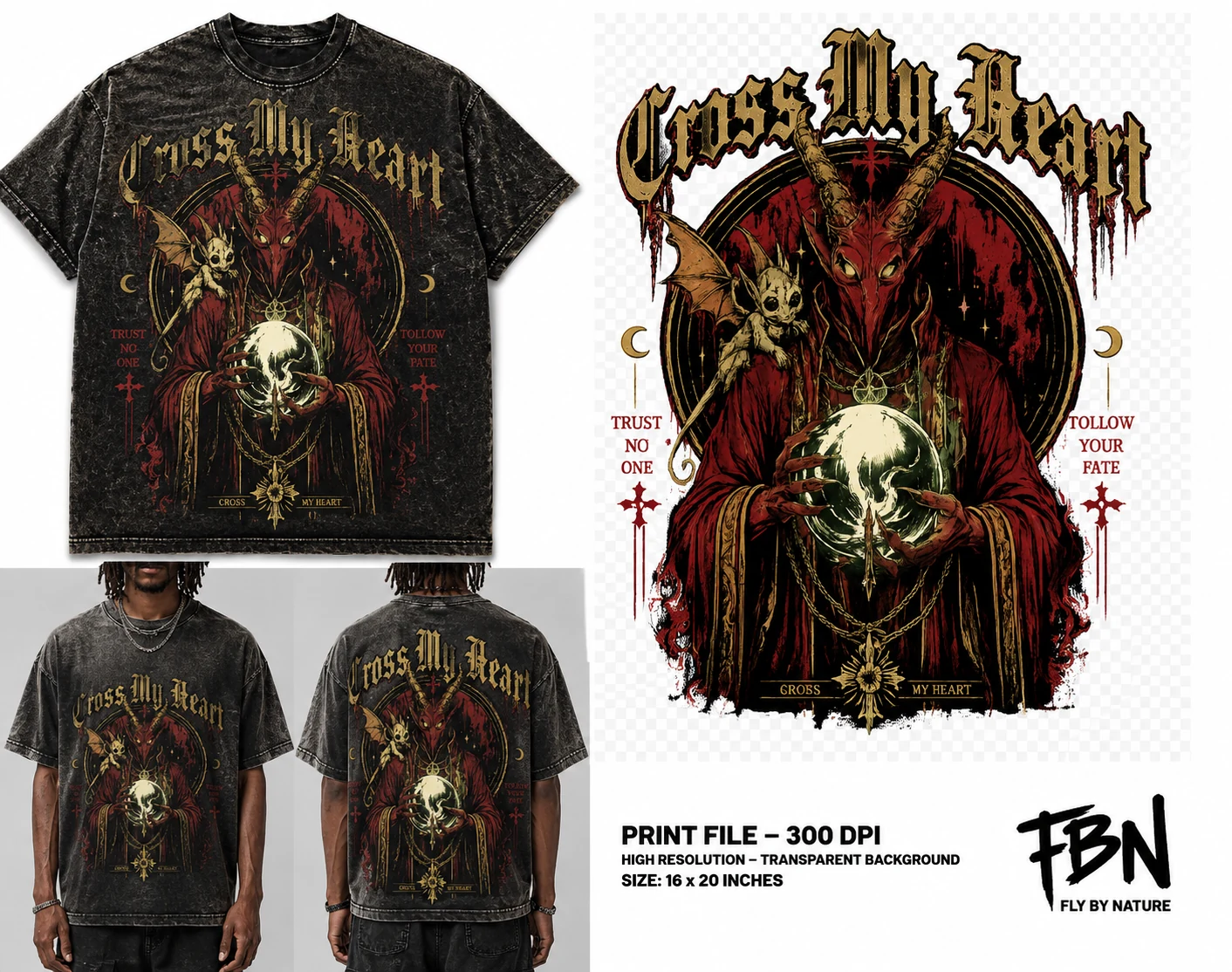 Cross My Heart graphic tee mockup
